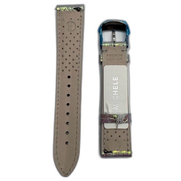 Michele 18mm Pastel Iridescent Leather Strap NWT | With Pouch - Picture 4 of 8